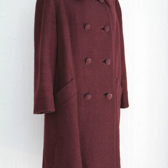 60's suit tweed coat and dress jumper burgundy purple tweed size 10 modern - Picture 2 of 7